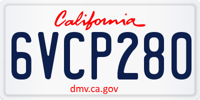 CA license plate 6VCP280