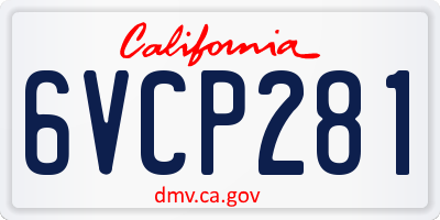 CA license plate 6VCP281
