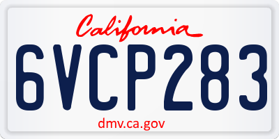 CA license plate 6VCP283