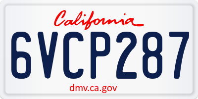 CA license plate 6VCP287