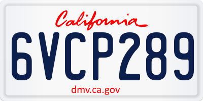 CA license plate 6VCP289