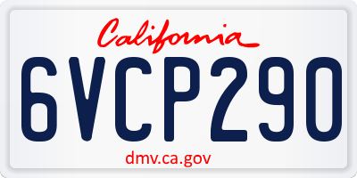 CA license plate 6VCP290