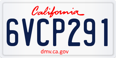 CA license plate 6VCP291