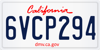 CA license plate 6VCP294