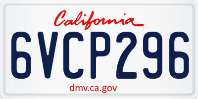 CA license plate 6VCP296