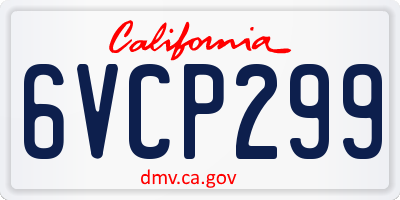 CA license plate 6VCP299