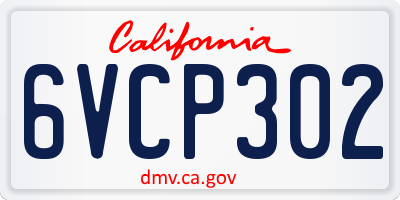 CA license plate 6VCP302