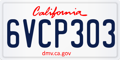 CA license plate 6VCP303