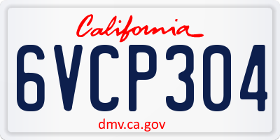 CA license plate 6VCP304