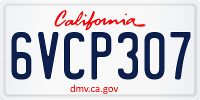 CA license plate 6VCP307