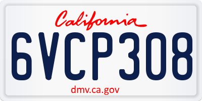 CA license plate 6VCP308