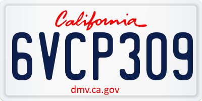 CA license plate 6VCP309
