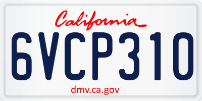 CA license plate 6VCP310