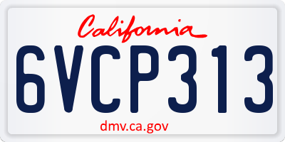 CA license plate 6VCP313