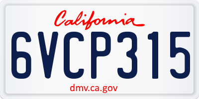 CA license plate 6VCP315