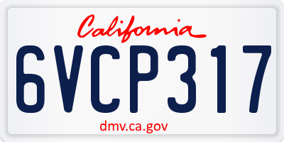 CA license plate 6VCP317