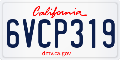 CA license plate 6VCP319