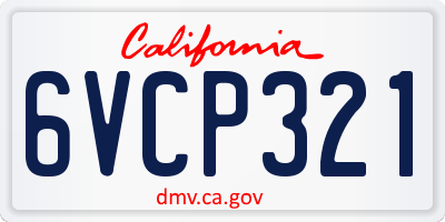 CA license plate 6VCP321