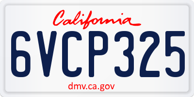 CA license plate 6VCP325