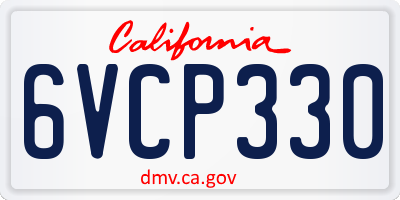 CA license plate 6VCP330