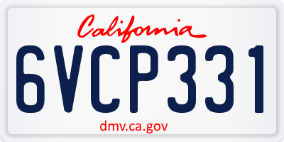 CA license plate 6VCP331