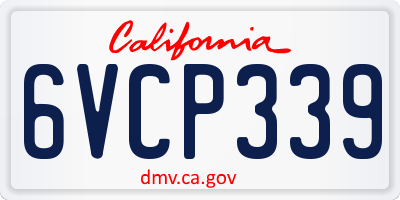 CA license plate 6VCP339