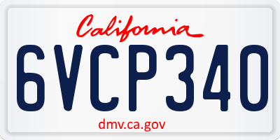 CA license plate 6VCP340