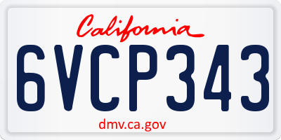 CA license plate 6VCP343