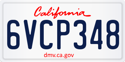 CA license plate 6VCP348