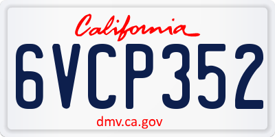 CA license plate 6VCP352