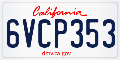 CA license plate 6VCP353