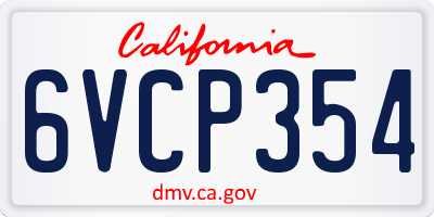 CA license plate 6VCP354
