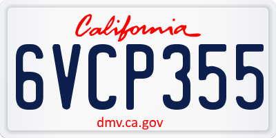 CA license plate 6VCP355