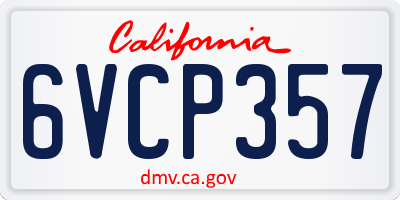 CA license plate 6VCP357