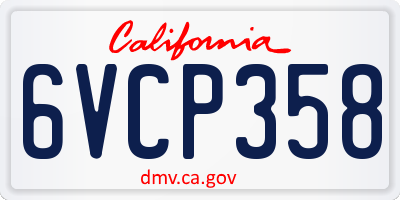 CA license plate 6VCP358