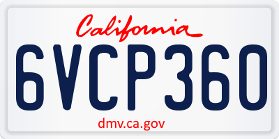 CA license plate 6VCP360