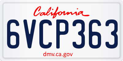 CA license plate 6VCP363