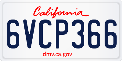 CA license plate 6VCP366