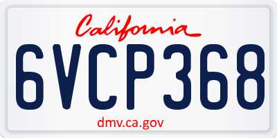 CA license plate 6VCP368
