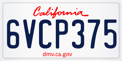 CA license plate 6VCP375