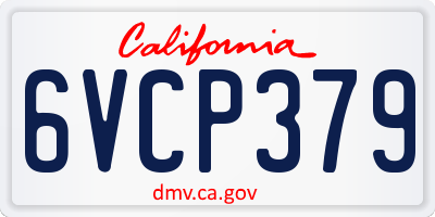CA license plate 6VCP379