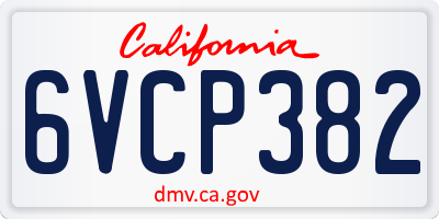 CA license plate 6VCP382