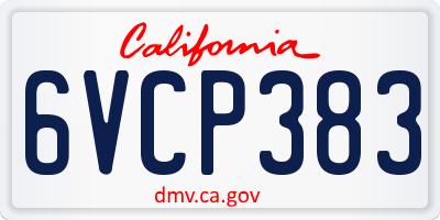 CA license plate 6VCP383