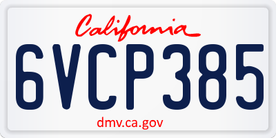 CA license plate 6VCP385