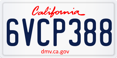 CA license plate 6VCP388