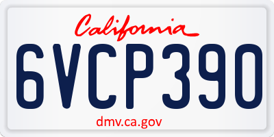 CA license plate 6VCP390