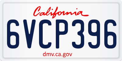 CA license plate 6VCP396