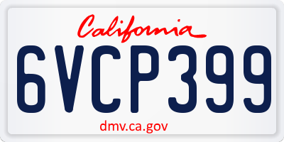CA license plate 6VCP399