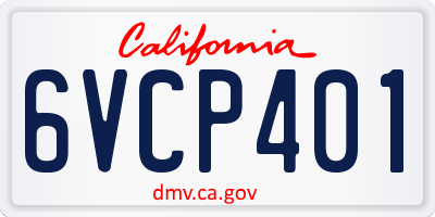 CA license plate 6VCP401