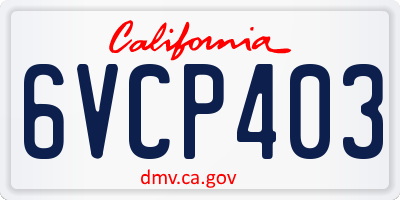 CA license plate 6VCP403